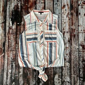 Staccato Multicolor Striped Button Down Tank Blouse